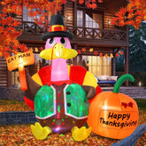 Opemon turkey front view showing festive green vest and pumpkin, boosting curb appeal