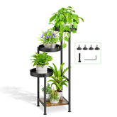 Oppro front angle full view showing 4-tier corner stand and organized plants