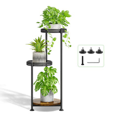Oppro front view of 3-tier plant stand showcasing compact design and elegance
