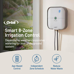 Orbit B-hyve side connection ports with clear labeling for easy wiring