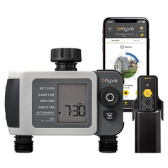 Orbit B-hyve XD front view showing ports and durable housing for reliable outdoor use
