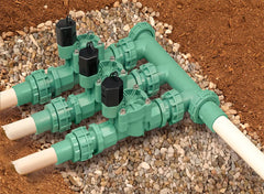 Orbit manifold mounted in valve box demonstrating tidy installation and simplified maintenance