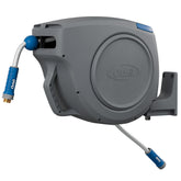 Orbit front view of wall-mounted reel showing compact storage benefit