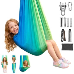 OrbitShell front view showing full cocoon swing and calming color benefit