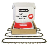Oregon front packaging showing 20" chain and fit details, clear product ID and compatibility benefit