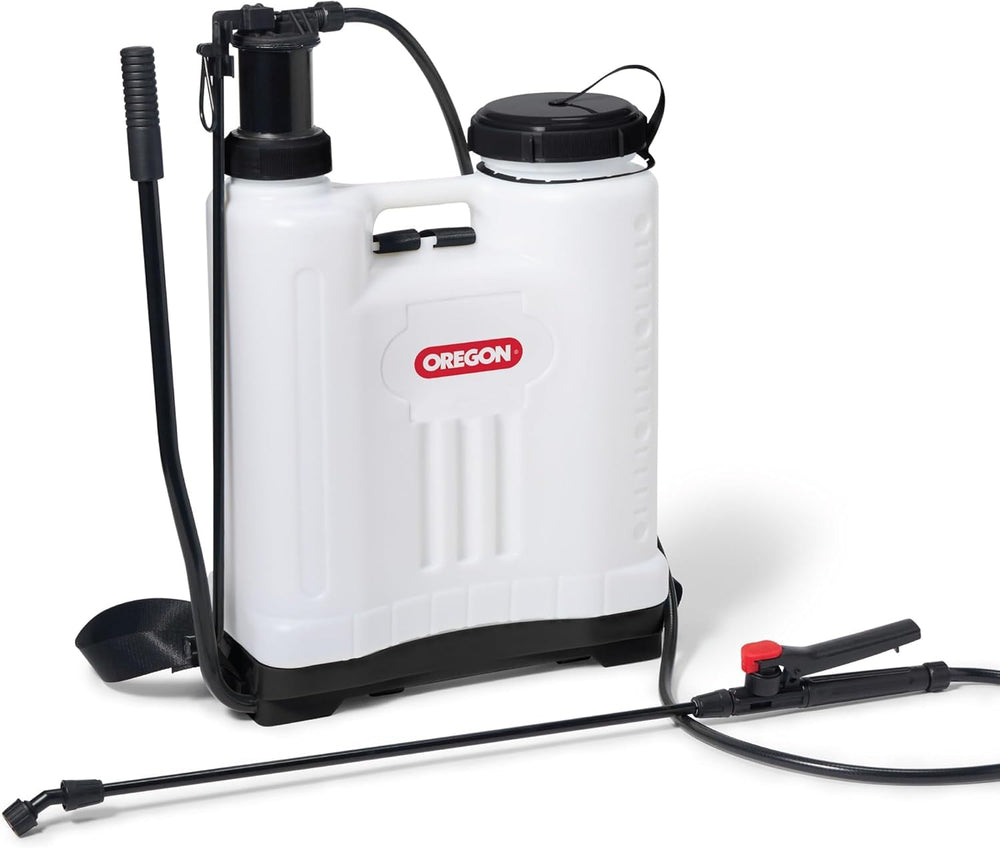 Oregon front view of backpack sprayer showing straps and comfort fit benefiting wearability