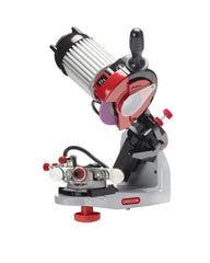Oregon bench grinder front profile showing sturdy build and controls for reliable sharpening