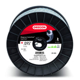Oregon front view of 3‑pound spool showing heavy‑duty trimmer line and long run benefit