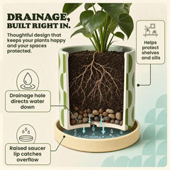 Original Earthlings medium pot profile showing shape and saucer for neat watering