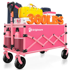 Originsure front view of pink wagon showing foldable design and portability benefit