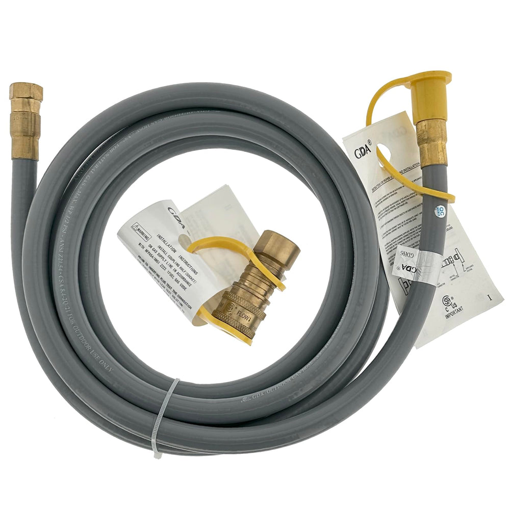 ORIGPARTS full 10ft natural gas hose front view showing connectors and color, easy installation