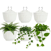 ORIMERC front view of six white wall planters, neat vertical gardening solution