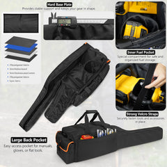 ORKELS open bag showing padded interior and pockets for safe tool organization