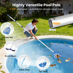 Orvella pole fully extended in pool setting demonstrating extended reach and control