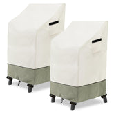 Osileyo front view of two beige covers protecting chairs, shows full coverage benefit