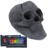 OSKER black skull front view showing dramatic flame outlets and decorative benefit