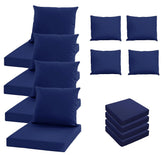 Oslimea front view of four blue cushion covers showing refreshed patio style