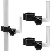 Otoolling front view of black 90 degree flag holder, shows compact design and easy transport benefit