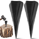 Otoolling front view of two black 4 lb wedges showing durable finish and shape, improving splitting control