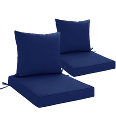 Ottowood front view of 24x24 navy cushions showing neat fit and comfort