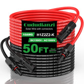 Oududianzi front packaging showing red and black 50ft cables for quick setup