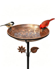 OUISJYER front view metal bird bath showing vintage design and stability