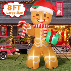 OurWarm gingerbread lit at night with LED lights improving evening visibility