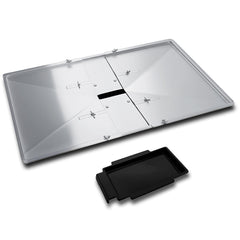 Outdoor Bazaar front view of assembled grease tray showing universal fit and sturdy construction