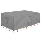 OutdoorLines front view of rectangular patio cover protecting table