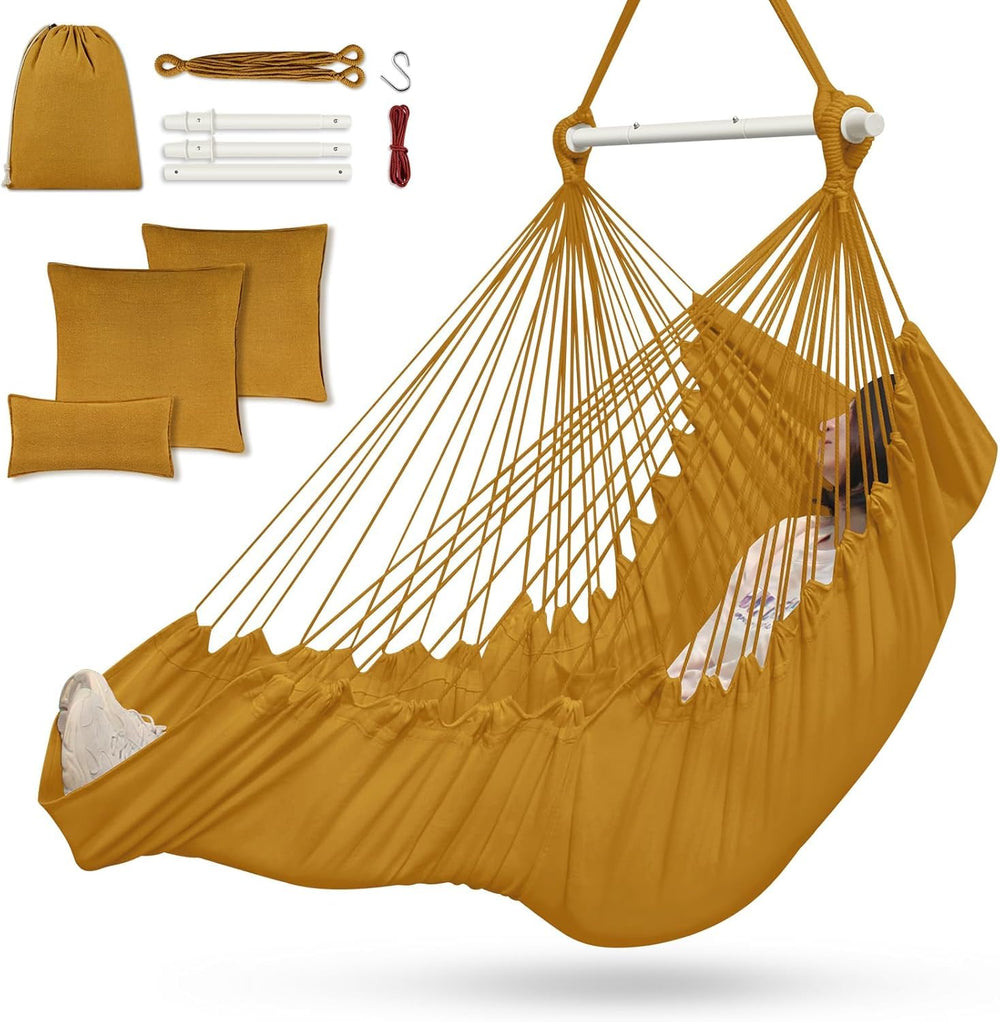 Outerman hammock chair front view showing seat and cushions for comfy lounging