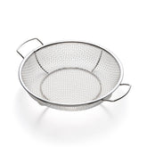 Outset front view mesh basket showing full grilling surface and durable finish for better sears