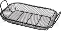 Outset mesh roasting pan front view showing non-stick finish and handles for easy transfer
