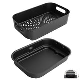 Outspark front view of grill combo showing both crisper basket and griddle, easy replacement