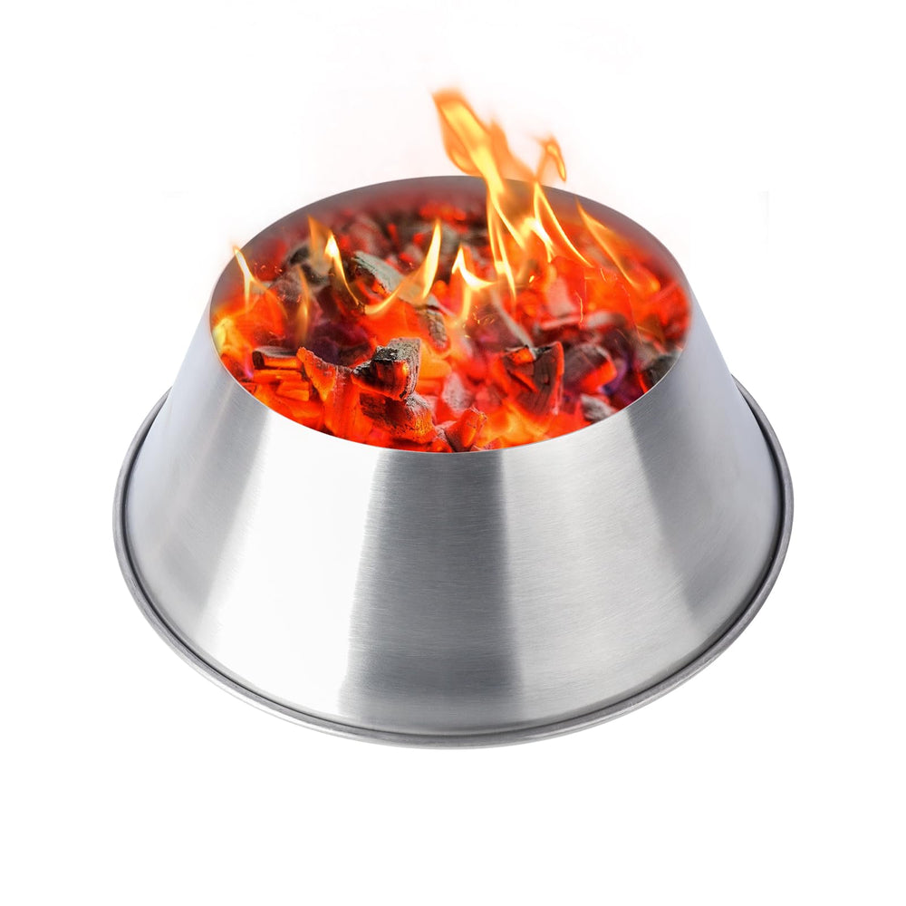 Outspark front view on Weber kettle shows fit and improved heat control