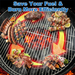 Outspark in grill with glowing coals demonstrates faster preheat benefit