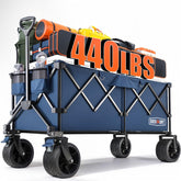 Overmont front view packed wagon showing large load carrying benefit