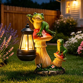 Ovewios frog statue front view showing playful design and curb appeal