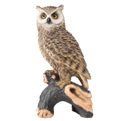 Ovewios front view of owl statue showing realistic posture and garden charm