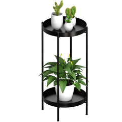 OVICAR front view of two-tier plant stand showing compact footprint and style