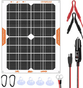 OYMSAE front panel view showing slim solar charger and connectors for convenient installation