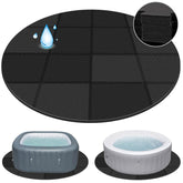 Oyrlize front view of round hot tub mat showing full coverage and protection