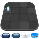 Oyrlize front view of 85x85 inch mat protecting spa base, ensures stable support