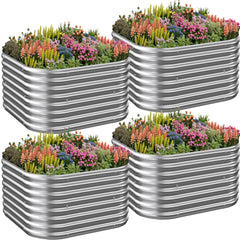 OZMSHF front view of 4-pack assembled beds showing compact planting zones and durability
