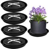 P Polerden front view of 14 inch self watering fabric pot base showing sturdy tray benefit