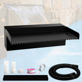 Pamopamo front view of spillway showing sleek black stainless finish and visual appeal