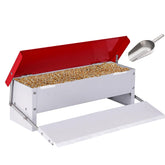 PAMUNULA front view of feeder showing capacity and bright red finish, clear visibility benefit
