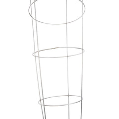 Panacea cage placed in a container garden supporting tomato stems and improving air flow