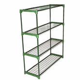 Panana front view of both 4-tier racks showing organized plant trays and easy access