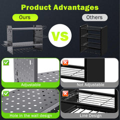 Panggae rack holding EGO blower and trimmer showing quick access and neat storage