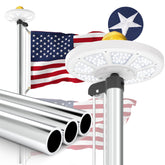 Panopole front view of assembled 20ft pole showing durable finish and profile